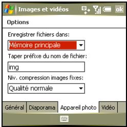 PALM TREO 750 - Personnalisation des paramètres de l'appareil photo - 3