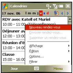 PALM TREO 750 - Sélection d'éléments de menu - 1