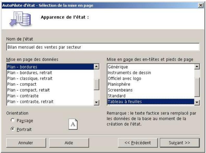 OPEN OFFICE 1.1 - Étape 5 : Choix de la mise en page - 1