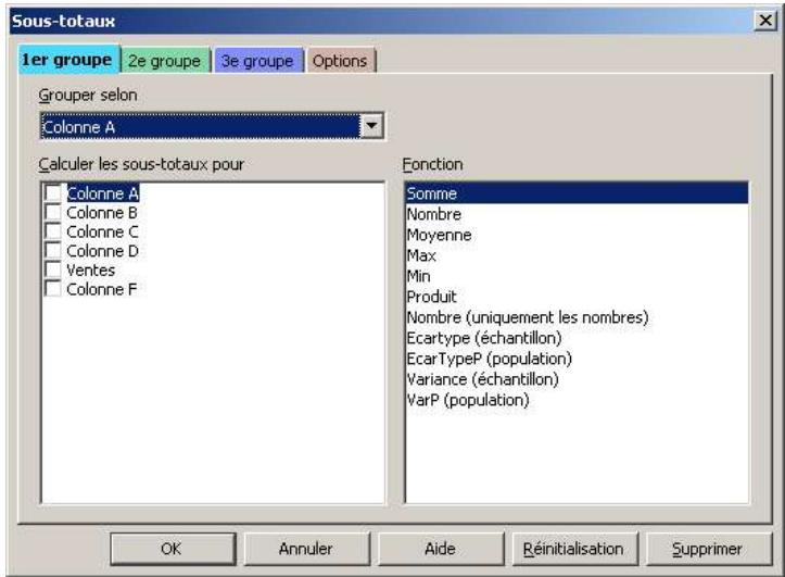 OPEN OFFICE 1.1 - La boîte Sous-totaux - 1