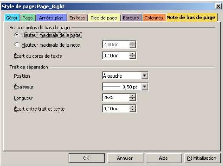 OPEN OFFICE 1.1 - Les paramètres des notes de bas de page - 1