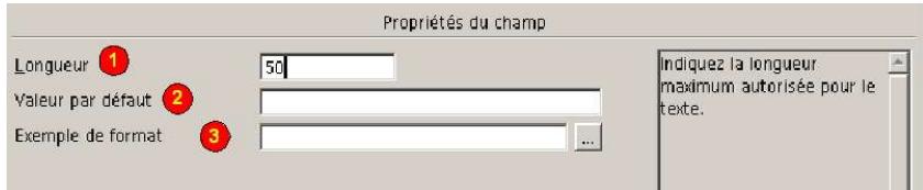 OPEN OFFICE 1.1 - Propriétés d'un champ - 1
