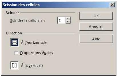 OPEN OFFICE 1.1 - Pour scinder une cellule - 1