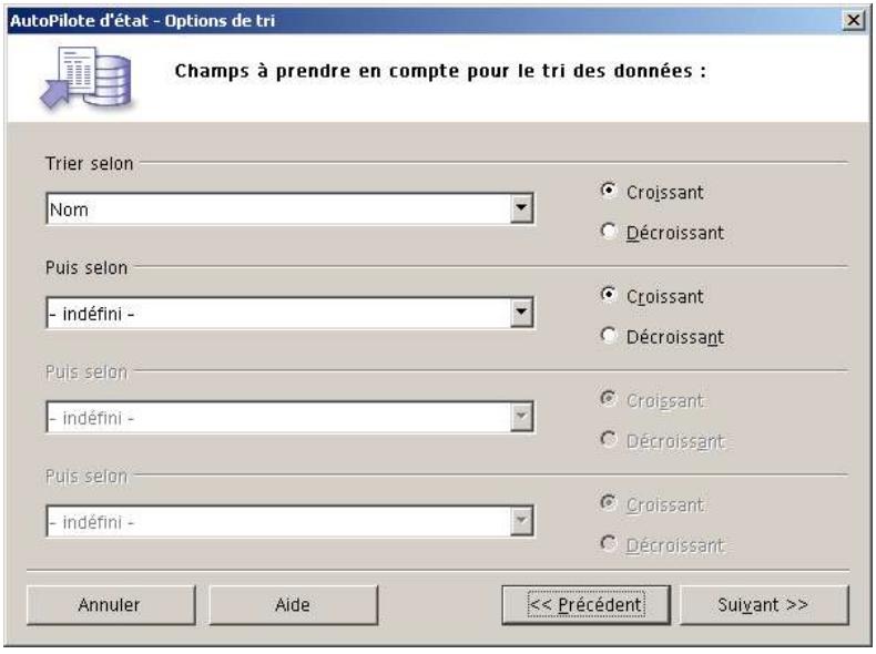 OPEN OFFICE 1.1 - Étape 4: Options de tri - 1