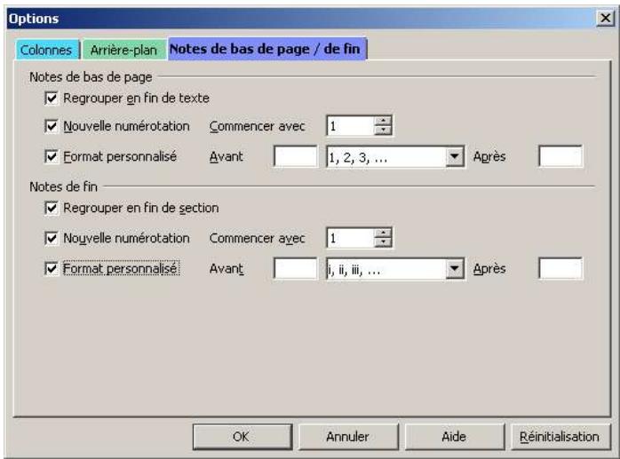 OPEN OFFICE 1.1 - Notes de bas de page / de fin - 1