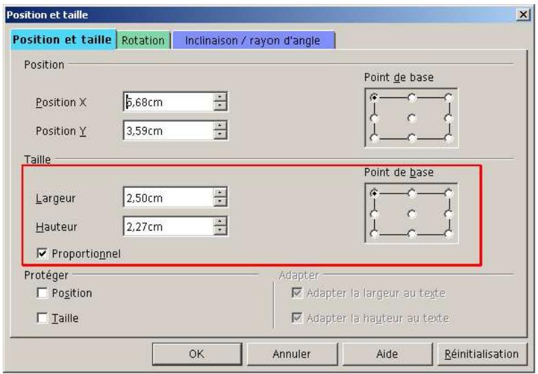 OPEN OFFICE 1.1 - Redimensioner les objets - 2