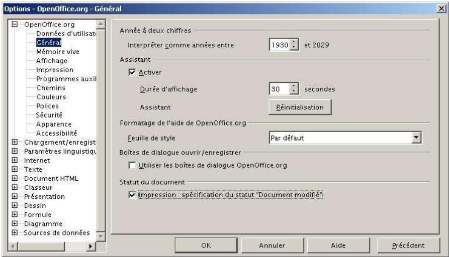 OPEN OFFICE 1.1 - Options générales - 1