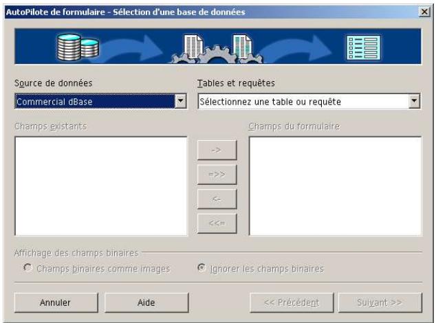 OPEN OFFICE 1.1 - Étape 1: Sélection d'une base de données - 1