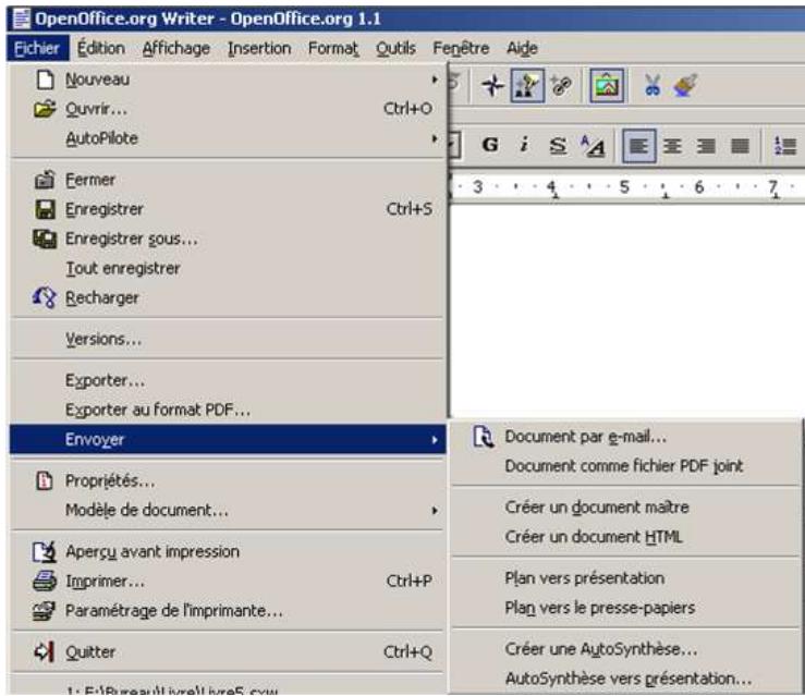 OPEN OFFICE 1.1 - Les fonctions d'envoi - 1