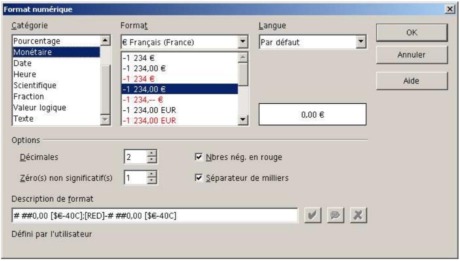 OPEN OFFICE 1.1 - Formatage des nombres - 1