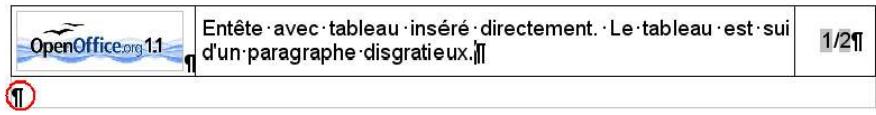 OPEN OFFICE 1.1 - Un tableau une ligne trois colonnes - 3