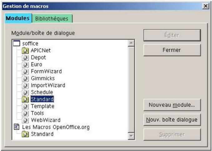 OPEN OFFICE 1.1 - Gestionnaire de macros - 1