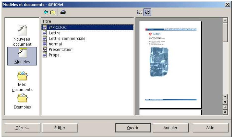 OPEN OFFICE 1.1 - Ouvrir un document à partir d'un modele - 1