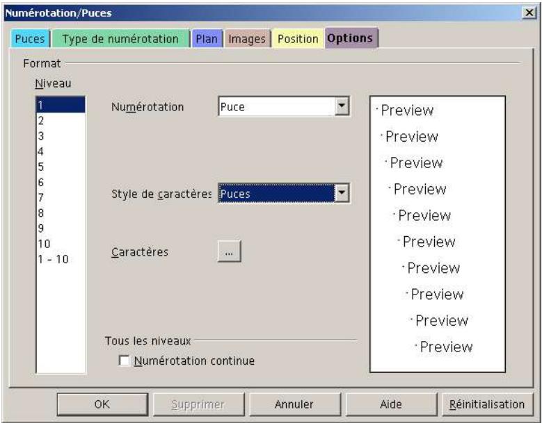 OPEN OFFICE 1.1 - Création de liste : le menu format - 3