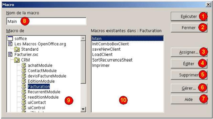 OPEN OFFICE 1.1 - Utiliser la boîte de dialogue Macro - 1
