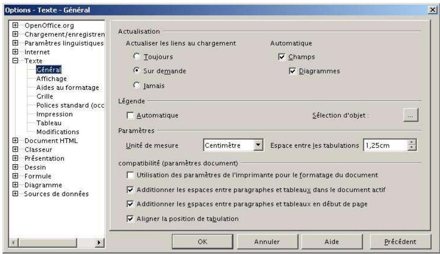 OPEN OFFICE 1.1 - Choisissez Texte / Général dans la boîte de dialogue - 1