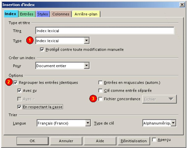 OPEN OFFICE 1.1 - Générer l'index - 1
