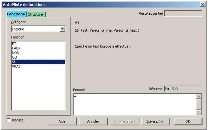 OPEN OFFICE 1.1 - Fonction incluant une condition - 1