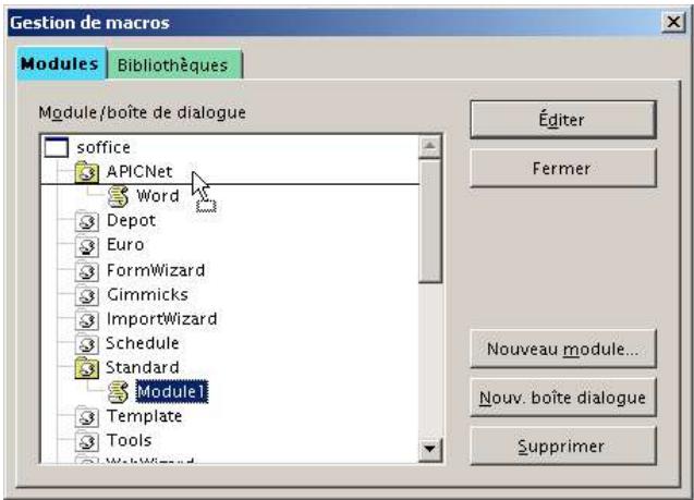 OPEN OFFICE 1.1 - Déplacer des bibliothèques ou des modules - 1