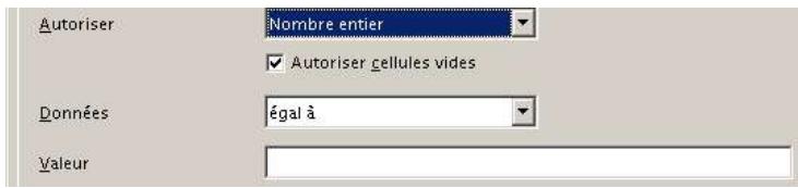 OPEN OFFICE 1.1 - Dans une validation de données - 1