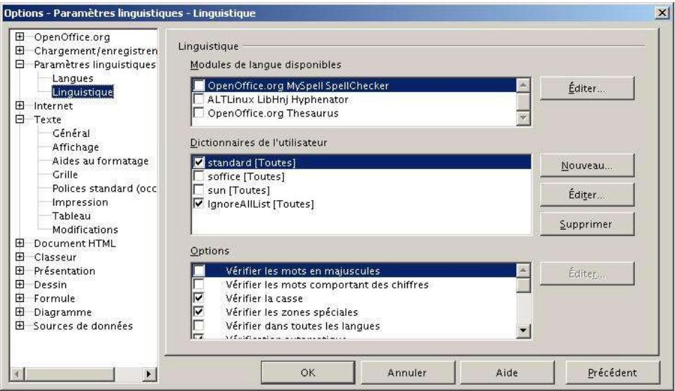 OPEN OFFICE 1.1 - Utiliser un ou plusieurs dictionaries utilisateurs - 1