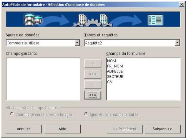 OPEN OFFICE 1.1 - Étape 2 : Sélection des champs - 2