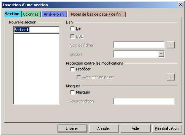 OPEN OFFICE 1.1 - Insertion d'une section - 1