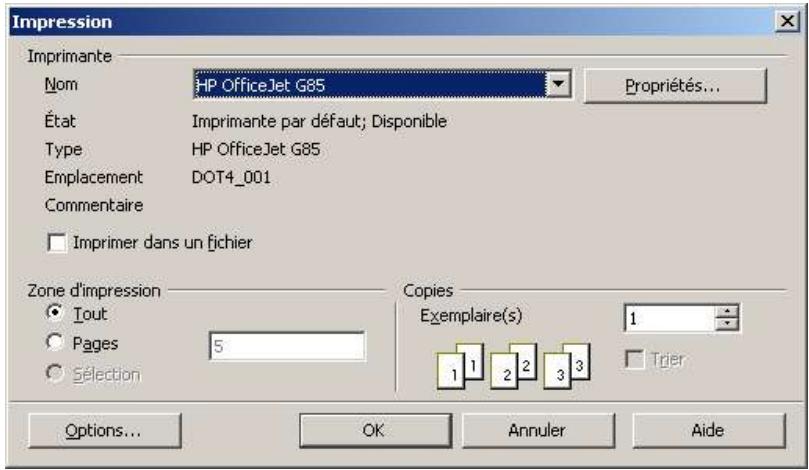 OPEN OFFICE 1.1 - Imprimer les pages de la presentation - 1