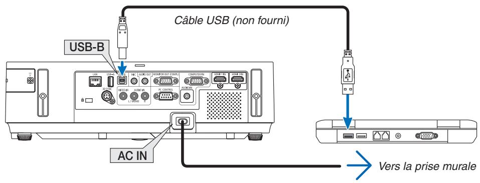 NEC M403H,  M403W,  M403X - Utilisation de la fonction de souris de votre ordinateur par l'intermédiaire de la télécommande du projecteur et du cable USB (Fonction de télécommande de la souris) - 1