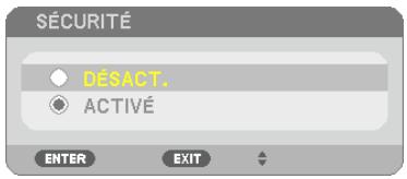 NEC M403H,  M403W,  M403X - Pour activer la fonction de Sécurité : - 9