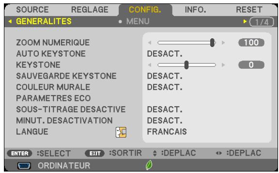 NEC M403H,  M403W,  M403X - Le menu à l'écran pour les images 3D - 2