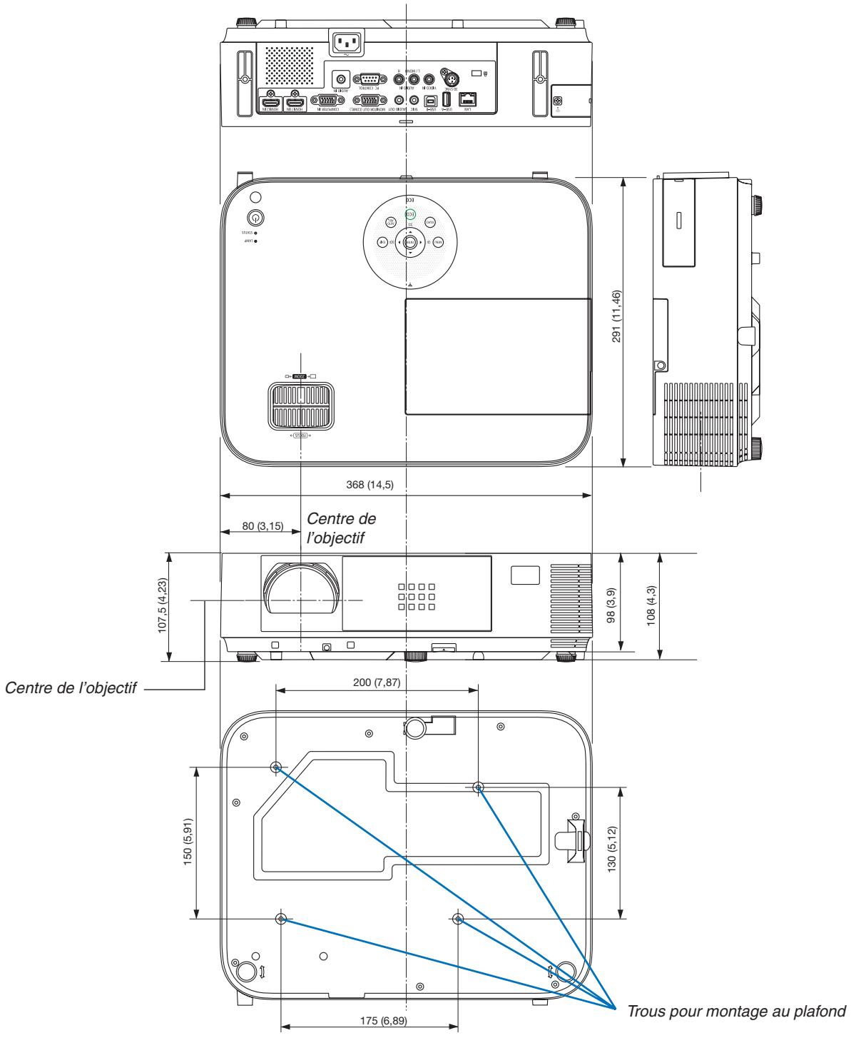 NEC M403H,  M403W,  M403X - Dimensions du boîtier - 1