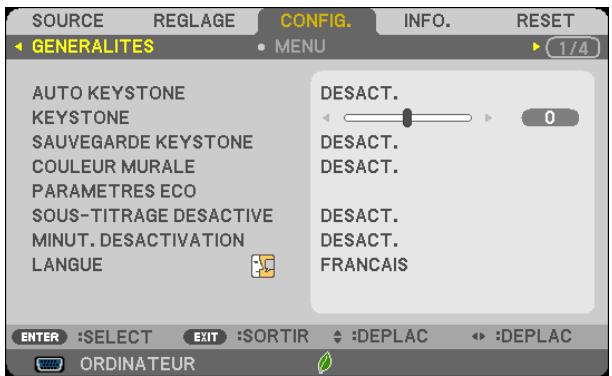 NEC M403H,  M403W,  M403X - Le menu à l'écran pour les images 3D - 1