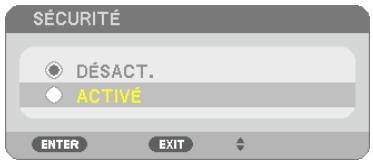 NEC M403H,  M403W,  M403X - Pour activer la fonction de Sécurité : - 2