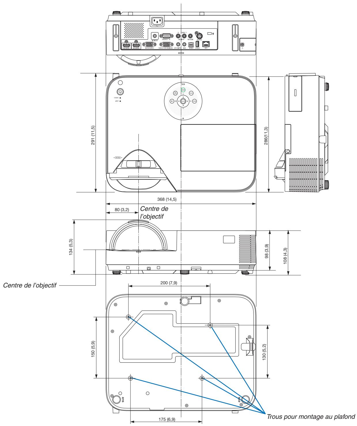 NEC M403H,  M403W,  M403X - Dimensions du boîtier - 2