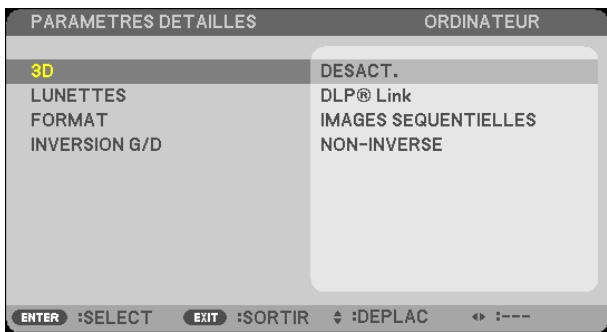 NEC M403H,  M403W,  M403X - Le menu à l'écran pour les images 3D - 4