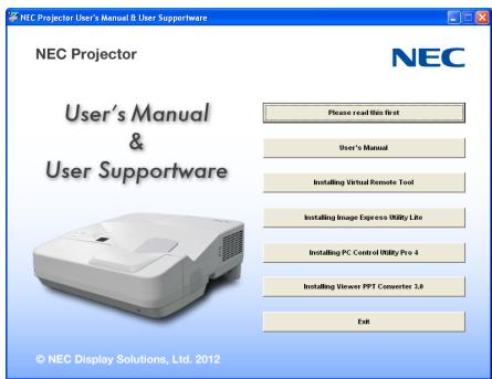 NEC UM280WI - Introduire le CD-ROM fourni avec suaive projecteur NEC dans le lecteur CD-ROM de I'ordinateur. - 1