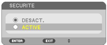 NEC UM280WI - Pour activer la fonction de Sécurité : - 2