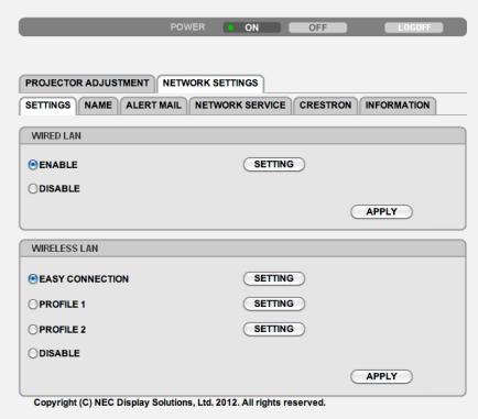NEC UM280WI - PARAMETRES RESEAU - 1