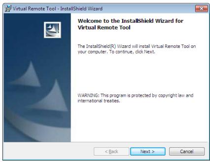 NEC UM280WI - Cliquez sur « Install Virtual Remote Tool » dans la fenêtre du menu. - 1