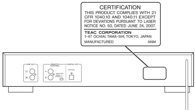 TEAC CD-P650 - CAUTION - 1