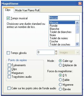 CAKEWALK SONAR 8 - Modifier les options de magnétisme - 1