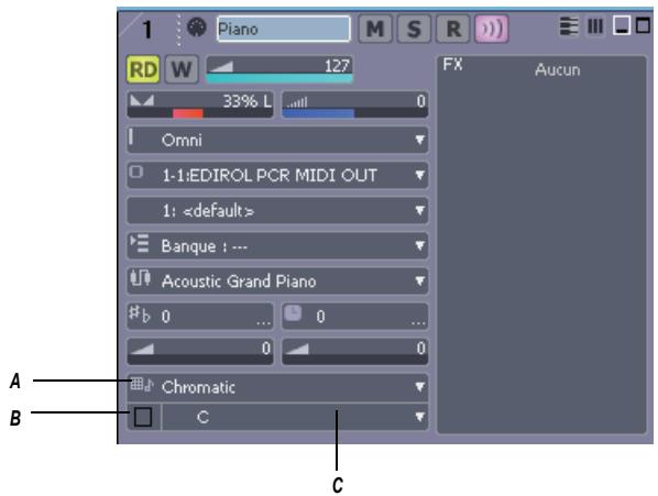 CAKEWALK SONAR 8 - Activer/désactiver la contrainte à la gamme pour une piste particulière - 1