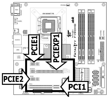 ABIT FATAL1TY F-I90HD - PCI and PCI Express X16, X1 Slots - 1