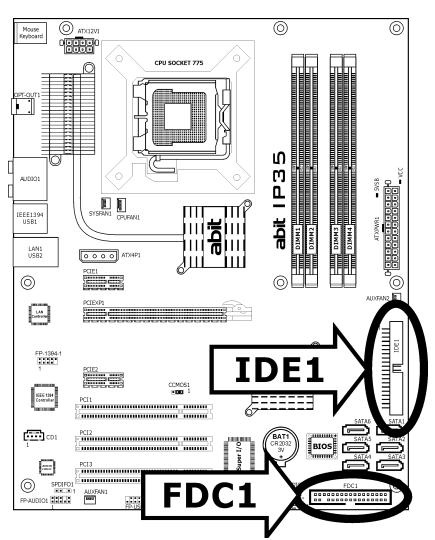 ABIT IP35 - Floppy and IDE Disk Drive Connectors - 1