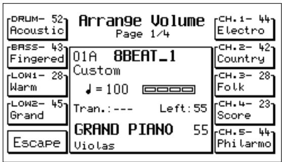 KETRON X4 - Pour passer à la Page 2 du menu Arrange Mode appuyez sur Page >: - 2