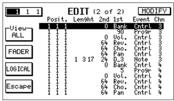 KETRON X4 - EDIT FADER: Permit d'insérer continuèlement les commandes pour donner son expression à la séquence. - 1