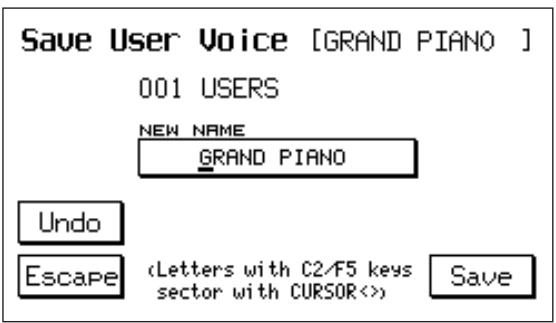 KETRON X8 - Pour sauvegarder la User Voice modifiée: - 1