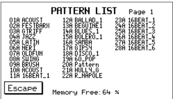 KETRON X8 - PATTERN LIST - 1