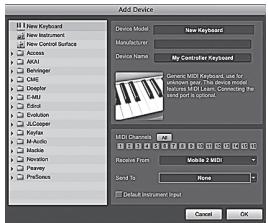 PRESONUS FIRESTUDIO MOBILE - Configuration d'un clavier de commande MIDI externe depuis la page de démarrage : - 3